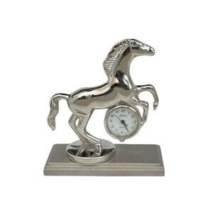 Vintage Mini Collectible Horse Clock 3 x 3"  Working Needs Battery